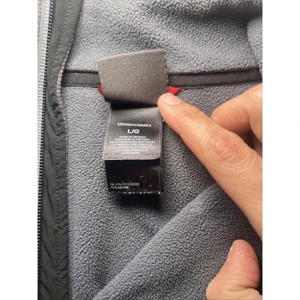 The North Face Men's Large Full Zip Grid Fleece Jacket Gray Black Performance